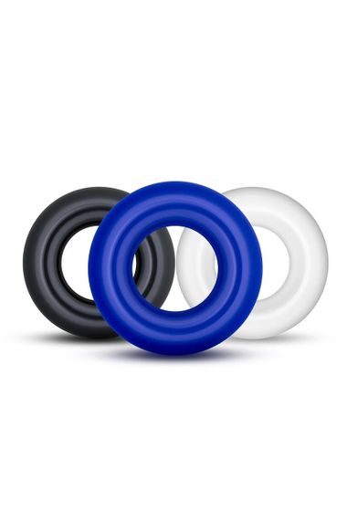 Набор эрекционных колец Blush STAY HARD Donut черрное, белое, синее sexstyle