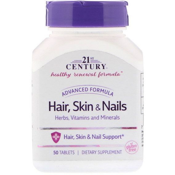 Комплекс для шкіри, волосся, нігтів 21st Century Hair, Skin & Nails, Advanced Formula 50 Tabs