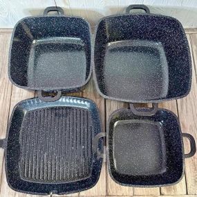 Набор посуды гранитный + набор утвари 14 предметов HIGHER+KITCHEN HK-317 Черный