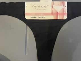 Труси-стринги, повітропроникні Dyana, з бавовняною ластовицею, колір чорний, розміри S-M, L-XL