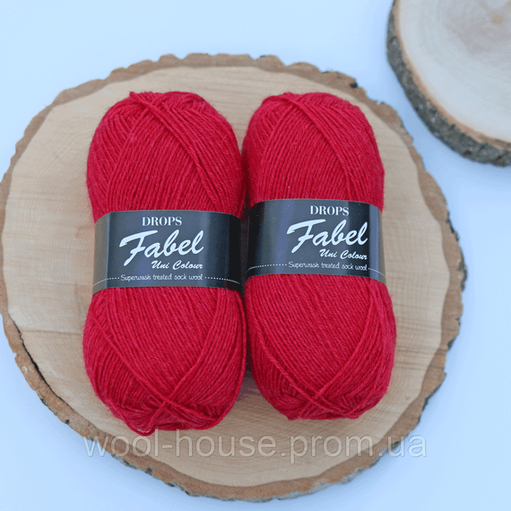 Шкарпеткова пряжа Drops Fabel - Uni print, 106 Red | Зображення 1