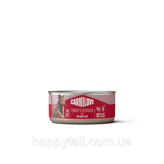 Вологий корм для котів Carnilove Cat Turkey & Reindeer з індичкою та північним оленем — паштет 100 г