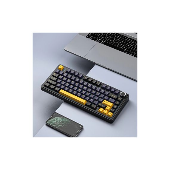 Клавіатура Aula F75 Gasket Greywood V3 switch Hot-Swap PBT Wireless/Bluetooth/USB Black (6948391208626) | Зображення 5