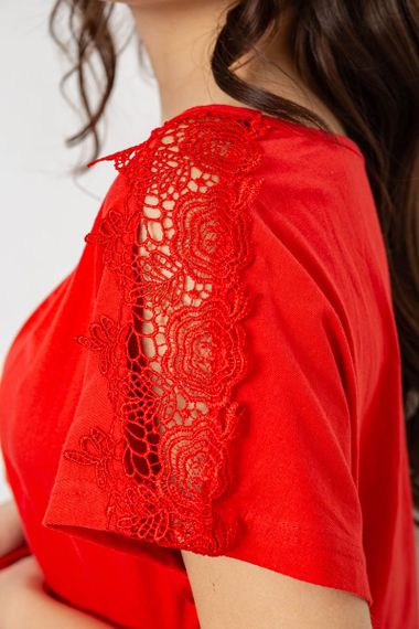 Пижама женская с принтом  -уценка, цвет красный, 243R1602-006-U-1 | Зображення 4