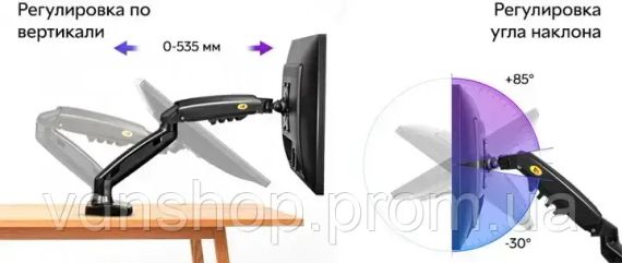 Настольное крепление для двух мониторов (кронштейн) 17"-30" NB F160 | Зображення 6