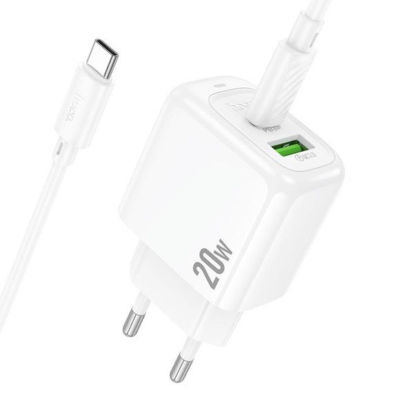 Набір СЗУ HOCO CS54A+кабель Type-C/Type-C, 1xUSB+1xUSB-C, PD20W+QC3.0, кабель 1м | Зображення 4
