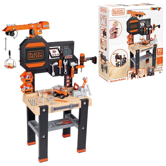 Дитячий ігровий набір Black and Decker майстерня з підйомним краном та машинкою 117х85х35см