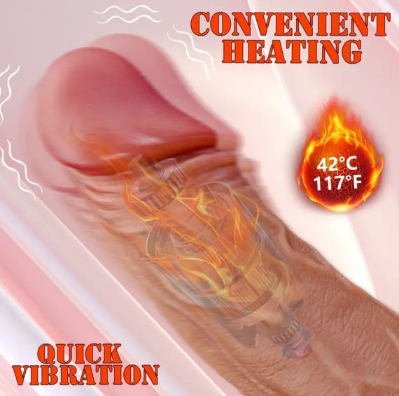 Реалістичний вібратор із підігрівом і телескопічним механізмом обертання, з пультом керування | Зображення 7