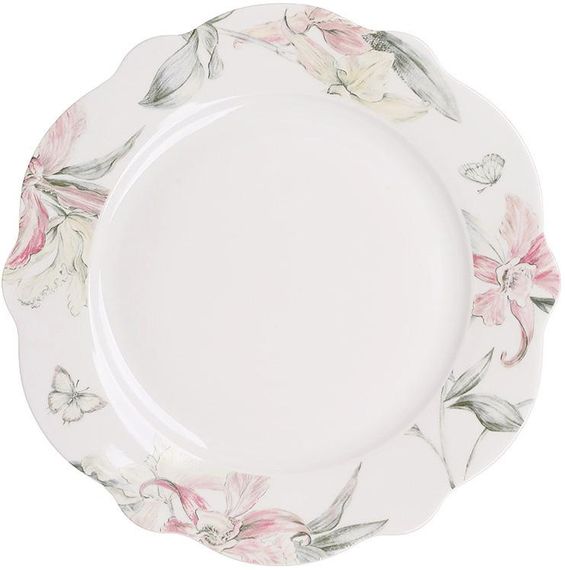 Тарілки порцелянові "Pink Orchid" Ø27.5см, 4 обідні тарілки