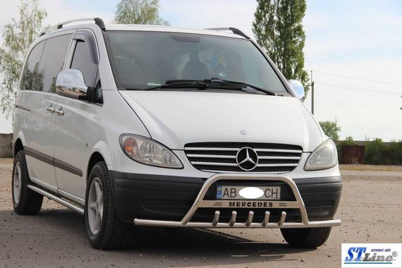 Кенгурятник WT004-Plus с усами (нерж.) для Mercedes Viano 2004-2015 гг | Зображення 1