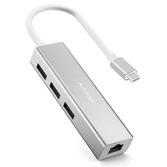 USB Type-C Хаб | адаптер на 3 порта USB 3,0 для ноутбука Addap MH-05, с интернет подключением Ethernet RJ-45 1000 Мбит/с | Зображення 4
