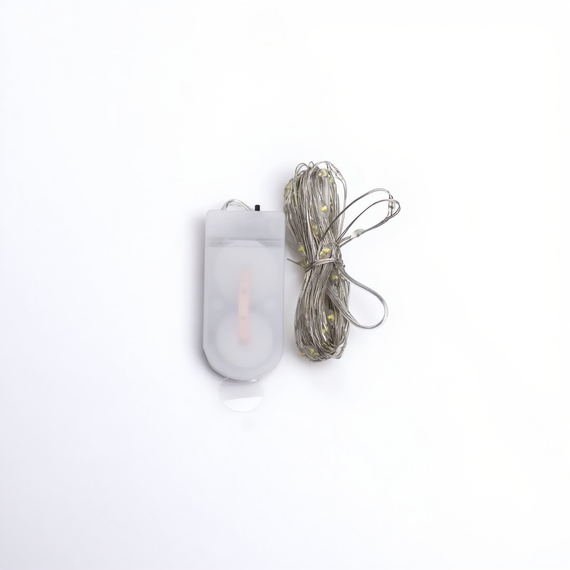 Світлодіодна гірлянда «Роса» 5 м, 50 LED, на батарейках, білий дріт, жовте світіння | Зображення 7