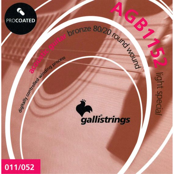Струни для акустичної гітари Gallistrings AGB1152 (.011-.052), ProCoated, LIGHT SPECIAL, Bronze | Зображення 1