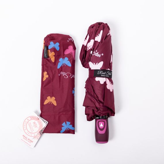 Парасолька напівавтомат з принтом міцна з поліестеру діаметр 97 см Червона HP-23-2R | Зображення 5