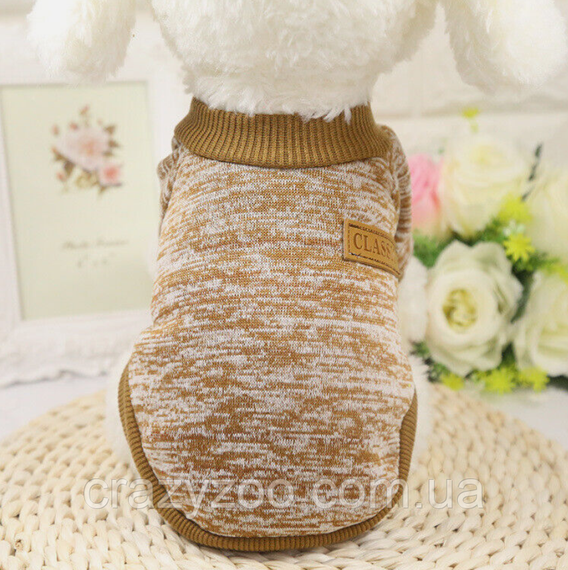 Кофта для собак та котів EcoToys Coffe XS ряба кавова A: 20 см B: 31 см C: 19 см X-7080 | Зображення 3