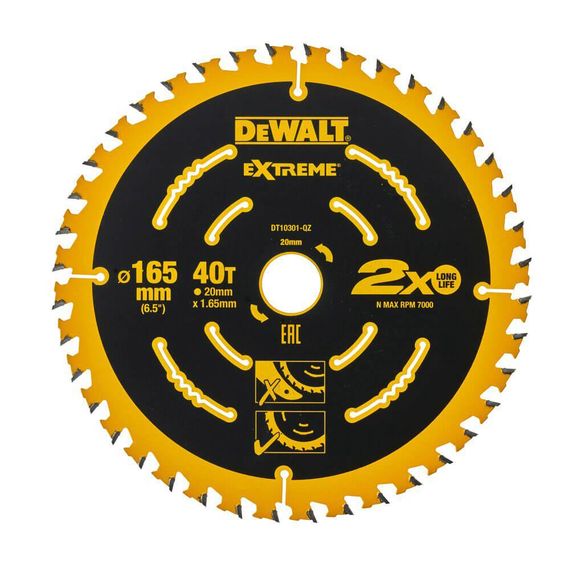 Диск пильный EXTREME165*20мм DeWALT DT10301