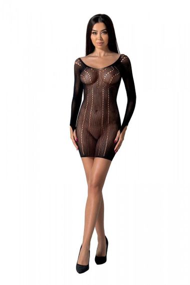 Напівпрозора мінісукня Passion BS101 One Size, black, рукави-мітенки Sex Aura | Зображення 1