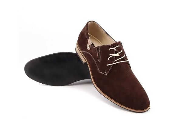 Чоловічі туфлі замшеві, коричневі дербі 45 розмір | Зображення 2