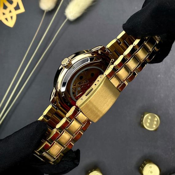 Класичний чоловічий годинник Awarder 022 Gold-Black Mechanic Metall Не Забуду Дім | Зображення 5