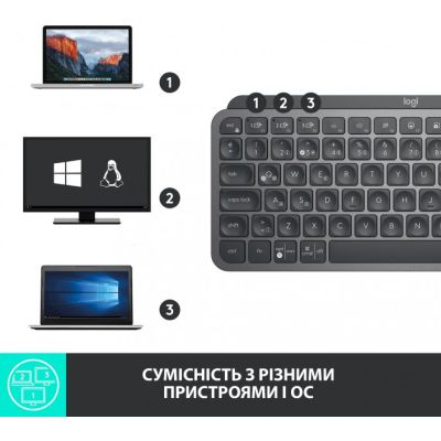 Клавиатура Logitech MX Keys Mini Wireless Illuminated UA Graphite (920-010498) | Зображення 5