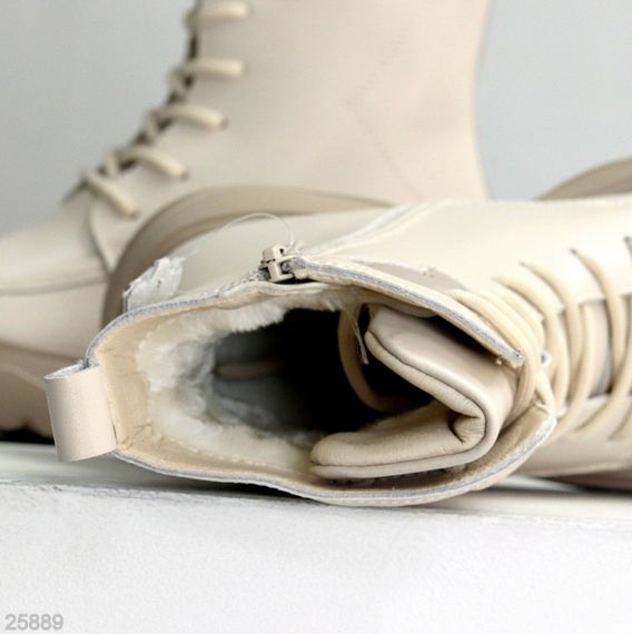 Бежеві зимові високі черевики натуральна шкіра доступна ціна | Зображення 3