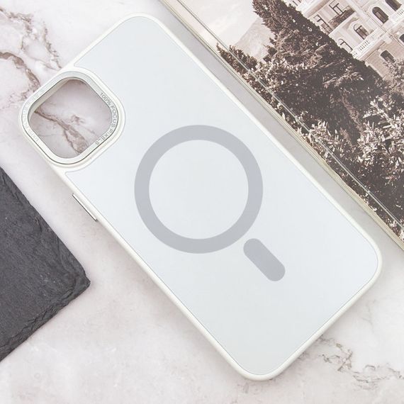 Чехол TPU+Glass Sapphire Midnight Open Camera with MagSafe для Apple iPhone 15 Plus (6.7") Белый / White | Зображення 1