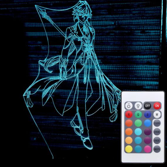 Акриловий світильник-нічник з пультом 16 кольорів Чжун Лі (Zhongli) 2 tty-n000673