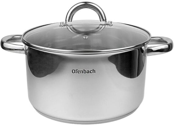 Каструля індукційна Ofenbach Casserole із нержавіючої сталі 5.5л зі скляною кришкою