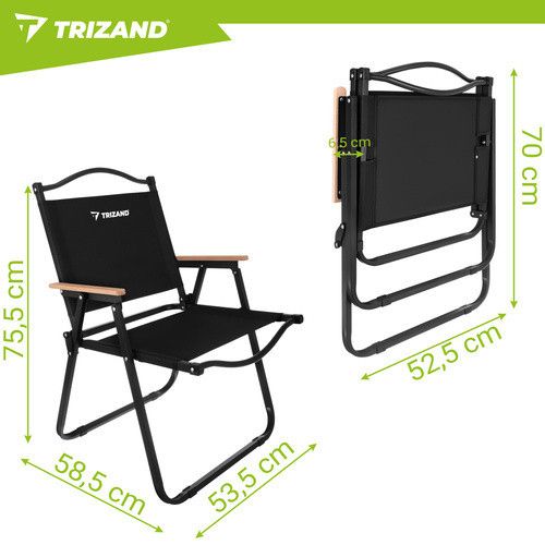 Садовий стілець 54x56x79 см чорний Trizand 27552 | Зображення 1