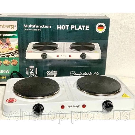 Электрическая плита дисковая плита Rainberg RB-999 электроплита 2400Вт White IA-25