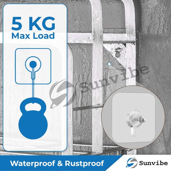 Кріплення самоклейні, міцні без свердління, для дому, настінний гачок, SUNVIBE, комплект 4 шт. | Зображення 7