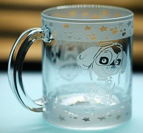 Детская стеклянная чашка-кружка 320 мл с гравировкой Щенячий патруль Скай