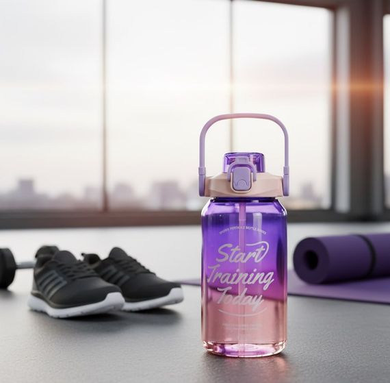 Спортивная бутылка для воды START TRAINING (1500 мл) - Фиолетовая с ручкой | Зображення 6