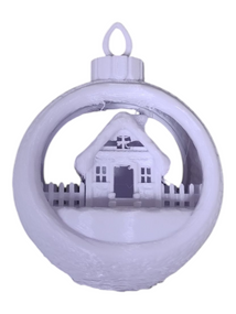 Новорічна підвіска куля хатинка білий МЕСКАН (214036)