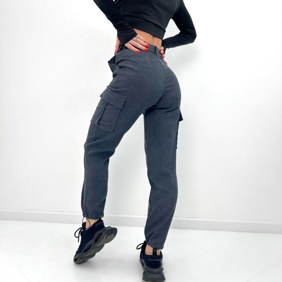 Женские вельветовые брюки карго с накладными карманами GF01710 цвет серый, размер 42/44 | Зображення 3