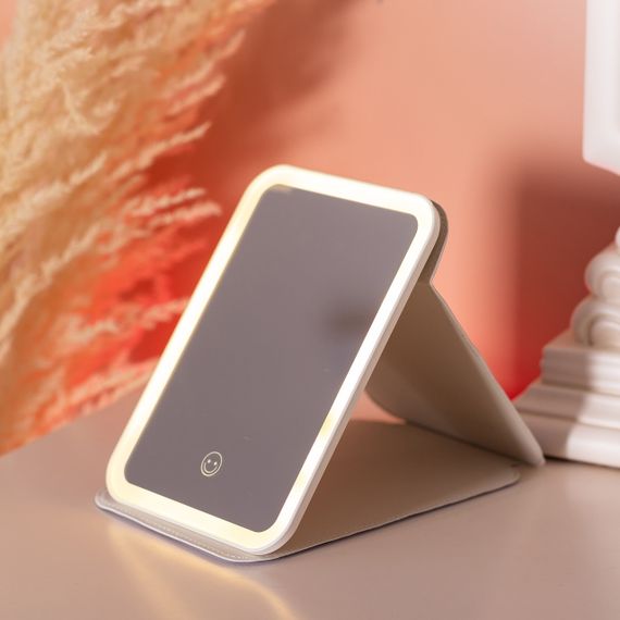 Дзеркало з лед підсвічуванням настільне складне 19.5х13.5 см косметичне для макіяжу Зелене HP-10-8AGR | Зображення 8