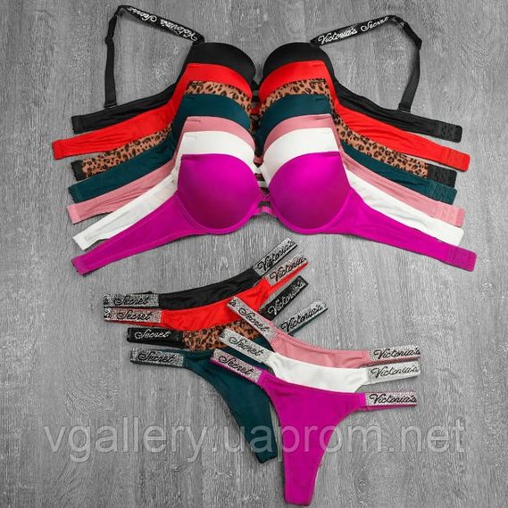 Комплект жіночої білизни Victoria`s Secret 5 в 1 зі знімними бретелями (5 одиниць у комплекті), Компект Вікторія Сікрет 5 в 1. | Зображення 1