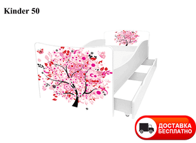Детская кровать Kinder 50 Цветы, с ящиком для белья