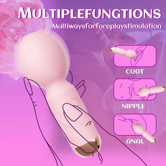 Міні вібромасажер - Cute Mini Wand Pink Sex Aura | Зображення 6