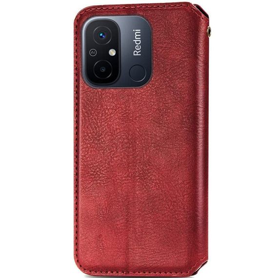 Шкіряний чохол-книжка GETMAN Cubic (PU) для Xiaomi Redmi 12C Штучна шкіра, Слот для візитки, Червоний | Зображення 1