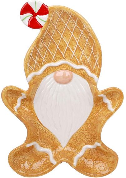 Набір 4 керамічні тарілки "Пряничний Гном" 27х18см