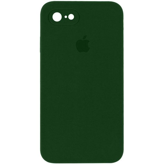 Чехол Silicone Case Square Full Camera Protective (AA) для Apple iPhone 7 / 8 / SE (2020) (4.7") Рожевий/Light pink Жовтогарячий/Papaya