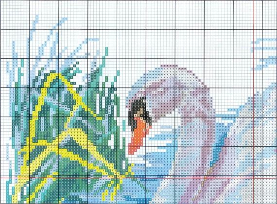 Набор для вышивания по нанесённой на канву схеме "Swan 2".AIDA 14CT printed , 40*29 см | Зображення 2