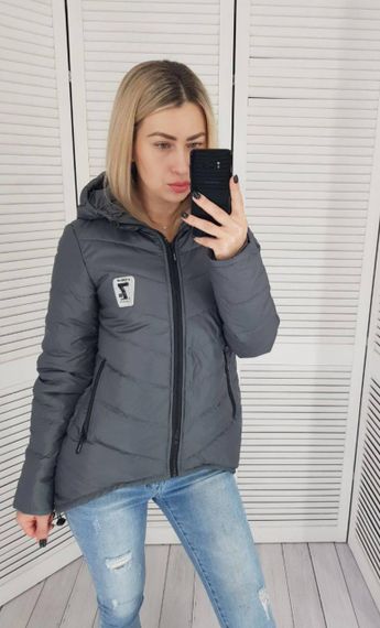 Жіноча демісезонна куртка з емблемою, арт.210/7, темно-сірий | Зображення 4