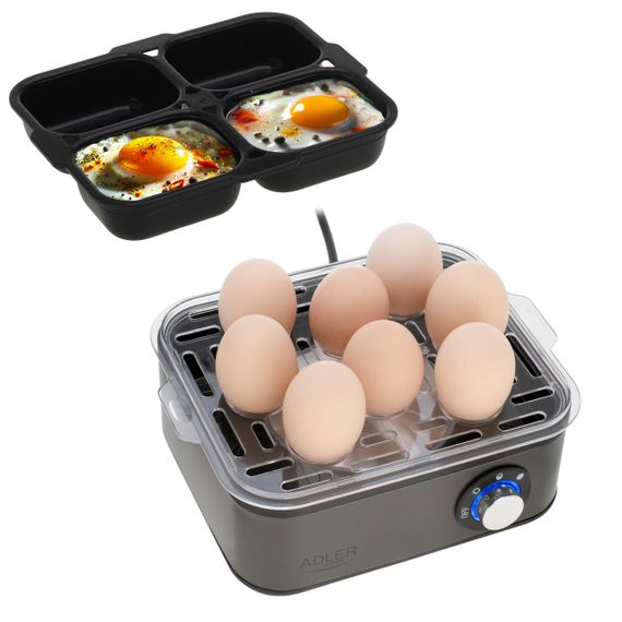 Яйцеварка электрическая Adler AD 4486 Gun Metal на 8 яиц, 800 Вт, автоматическое отключение, звуковой сигнал | Зображення 3