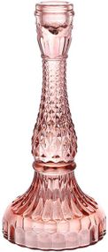 Свічник скляний "Crystal Glass" Ø11х22см, рожеве скло