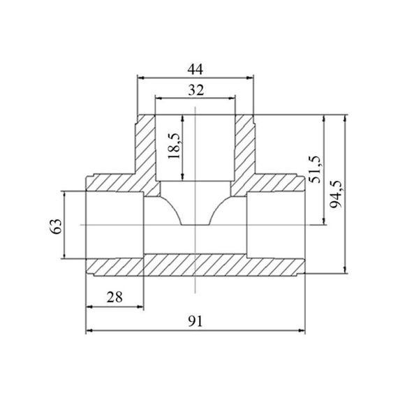 Трійник PPR Blue Ocean 63х32х63 редукційний | Зображення 1