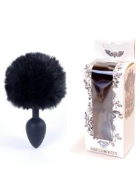 Анальная пробка - Bunny Tail Silicone Black Plug Black Sex Aura