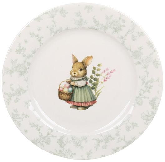 Набір 6 тарілок порцелянових "Floral Green. Великодній Кролик" Ø19см | Зображення 1