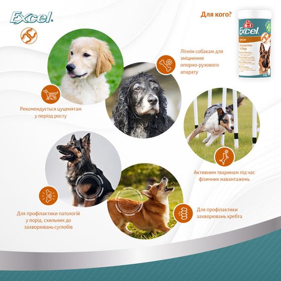 Вітаміни 8in1 Excel Glucosamine для цуценят та дорослих собак для суглобів 110 шт | Зображення 7